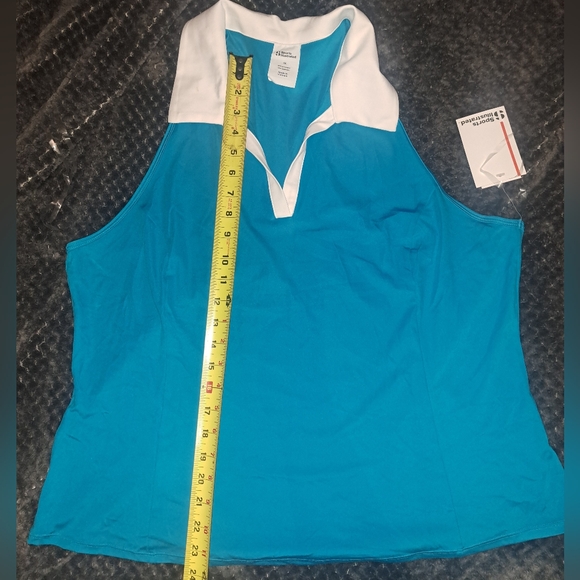 Sleeveless Racerback Polo Tank Top. - Picture 5 of 7
